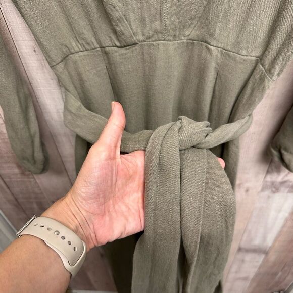 SOLD❌Zara Linen blend khaki midi dress - Picture 13 of 15